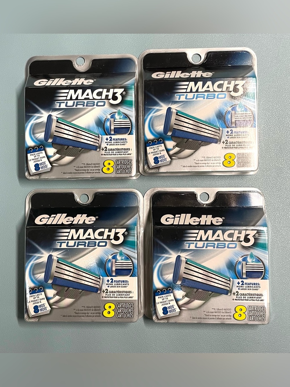 Gillette Mach3 Turbo Razor 32 Cartridges Refills / 4 Packages of 8 - SEALED